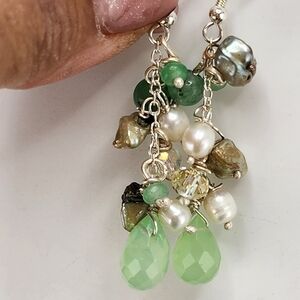 PREHINATE, SWEETWATER & PEARLS HANDMADE IN STERLING SILVER DANGLING EARRINGS